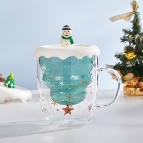Christmas wishing cup ins cartoon double-layer cup cute gift with lid water cup household double layer Christmas glass cups