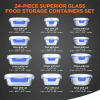 24-Piece Food Storage Containers Superior Glass Food Storage, 11-35 oz. Capacity