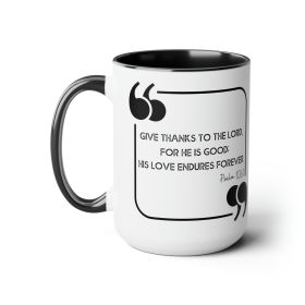 Accent Ceramic Coffee Mug 15oz - Give Thanks To The Lord Black Illustration