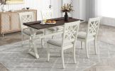 TOPMAX 5-Piece 62*35.2inch Extendable Rubber Wood Dining Table Set with X-shape Legs,Console Table with Two 8.8Inch-Wide Flip Lids and Upholstered Din