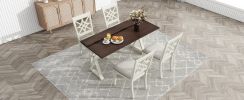 TOPMAX 5-Piece 62*35.2inch Extendable Rubber Wood Dining Table Set with X-shape Legs,Console Table with Two 8.8Inch-Wide Flip Lids and Upholstered Din
