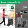 Giant Shopping Cart with Wheels and Liners 360° Metal Roller Foldable Grocery Laundry Cart Up to 220 lbs