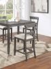 Classic Stylish Gray Natural Finish 5pc Counter Height Dining Set Kitchen Wooden Top Table and Chairs Cushions Seats Ladder Back Chair Dining Room