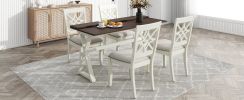 TOPMAX 5-Piece 62*35.2inch Extendable Rubber Wood Dining Table Set with X-shape Legs,Console Table with Two 8.8Inch-Wide Flip Lids and Upholstered Din