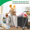 Giant Shopping Cart with Wheels and Liners 360° Metal Roller Foldable Grocery Laundry Cart Up to 220 lbs