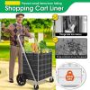 Giant Shopping Cart with Wheels and Liners 360° Metal Roller Foldable Grocery Laundry Cart Up to 220 lbs