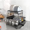 2 Tier Dish Rack for Kitchen Counter,Dish Drying Rack with 360°Drainage,Dish Drainboard Set with Cutlery Holder and 4 Cup Holder,Dish drainers Over Si