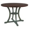 TREXM 5-Piece Round Dining Table and 4 Fabric Chairs with Special-shaped Table Legs and Storage Shelf (Antique Blue/ Dark Brown)