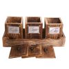 WILLART Handcrafted Wooden Antique Look Tea Coffee Sugar 3 Large Container Set in Wooden Tray – Container Canister