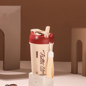 Good-looking 304 Stainless Steel Traveling Mug Straw Cup With Rope Handle Portable Coffee Cup (Option: Cheese Yellow With Straw-520ml304 Liner)