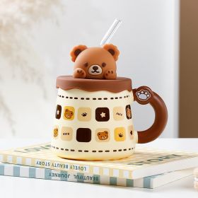 Bear Large Capacity Straw Mug With Lid (Option: C494A With Lid Straw-360ML420ML)