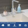 Faucet Splash Mat 14.56x5.51in Silicone Sink Drying Mat Water Drip Catching Tray Water Drainage Pad Sponge Soap Holder for Kitchen Bathroom Sink Fauce
